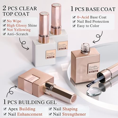 Double Rhythm 28Pcs 0.5Oz Gel Nail Polish Set Same Color Same Bottle Soak Off Gel Polish Kit Nail Art Manicure Salon DIY at Home for Women (Burgundy Green Collection-T24-1) - Image 6