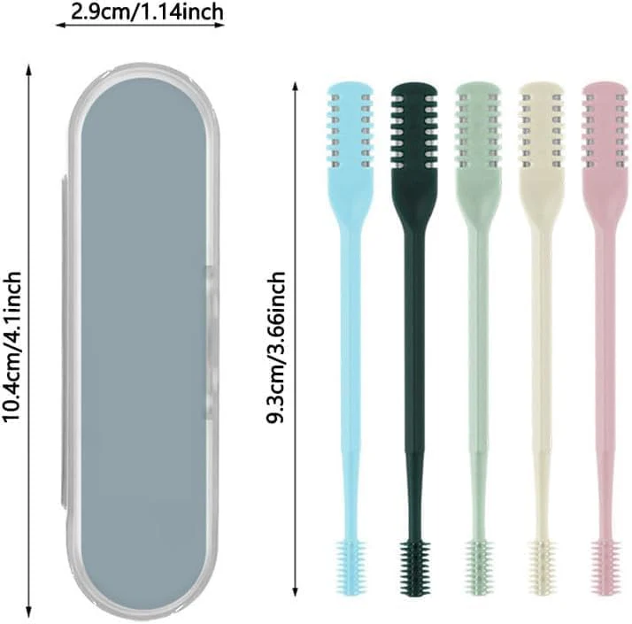 2024 New Double Sided Nose Hair Knife, 2-in-1 Nasal Hair Cutter, Nostril Hair Remover Tool, Portable Manual 360° Rotating Nose Hair Trimmer with Ear Picker for Women Men (5Pcs) - Image 2