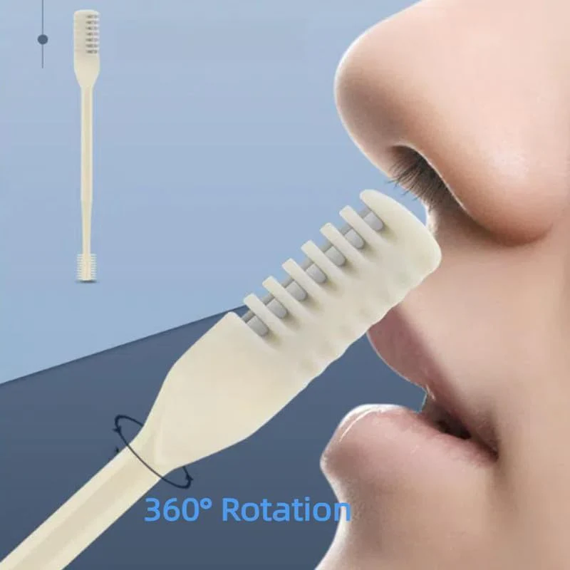 2024 New Double Sided Nose Hair Knife, 2-in-1 Nasal Hair Cutter, Nostril Hair Remover Tool, Portable Manual 360° Rotating Nose Hair Trimmer with Ear Picker for Women Men (5Pcs) - Image 3