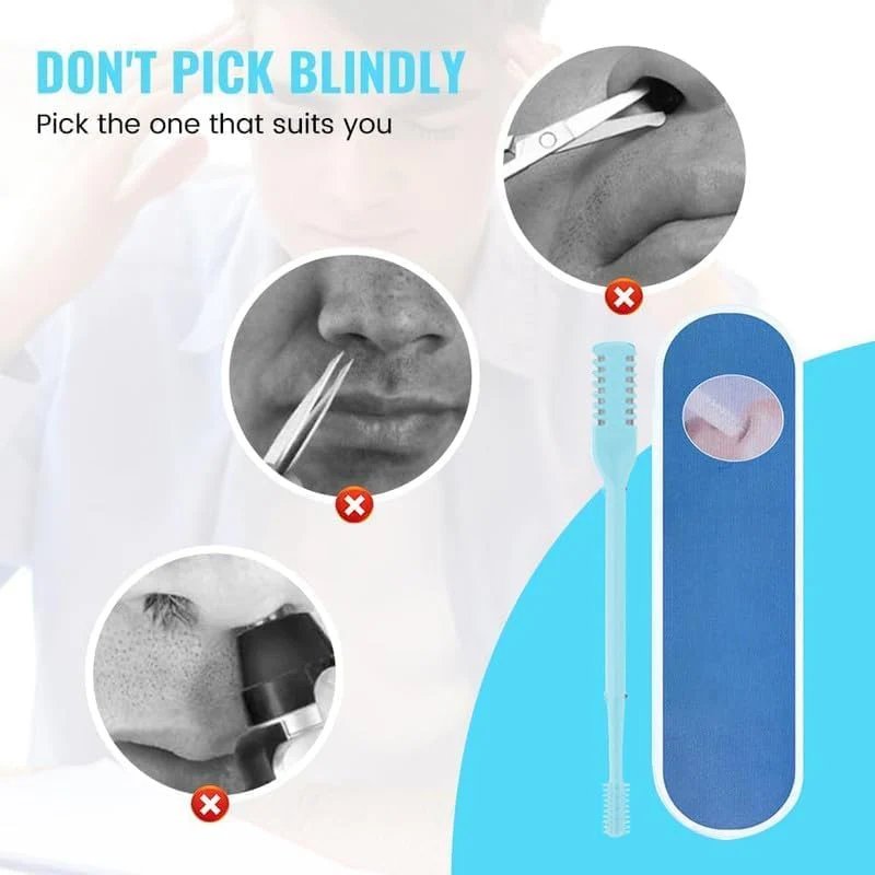 2024 New Double Sided Nose Hair Knife, 2-in-1 Nasal Hair Cutter, Nostril Hair Remover Tool, Portable Manual 360° Rotating Nose Hair Trimmer with Ear Picker for Women Men (5Pcs) - Image 4