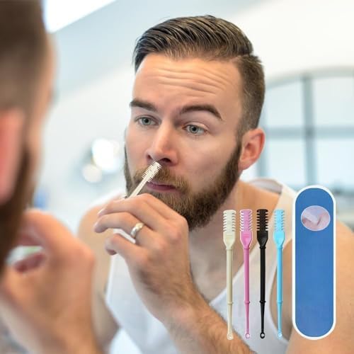 2024 New Double Sided Nose Hair Knife, 2-in-1 Nasal Hair Cutter, Nostril Hair Remover Tool, Portable Manual 360° Rotating Nose Hair Trimmer with Ear Picker for Women Men (5Pcs) - Image 7