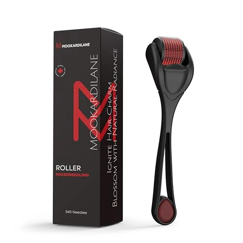 Scalp Hair Roller Black w/Red 540 Stainless Steel Derma Microneedling Roller Face Home Use