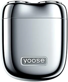 Mini Shaver On-The-Go, Portable Alloy Electric Shaver for Men, Cordless Travel Shaver, Dry Shave, USB-C Rechargeable Electric Razor, IPX7 Waterproof, Easy Cleaning, Battery Indicator, Silver