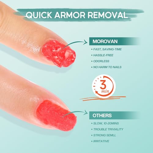 Morovan Gel Nail Polish Remover Kit: Gel Polish Remover for Nails with Liquid Latex Tape Peel off Nail Strengthener Cuticle Pusher Quick & Easy Gel Remover for Nails in 3-5 mins No Soaking Or Wrapping - Image 6
