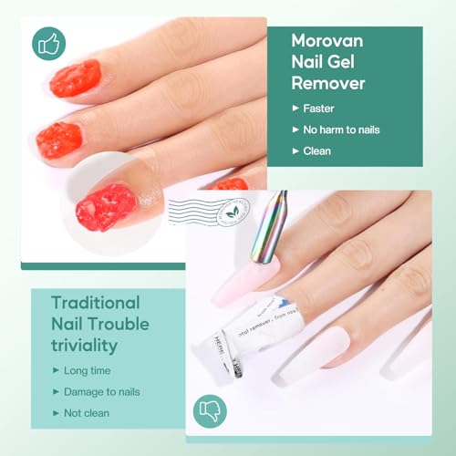 Morovan Gel Nail Polish Remover Kit: Gel Polish Remover for Nails with Liquid Latex Tape Peel off Nail Strengthener Cuticle Pusher Quick & Easy Gel Remover for Nails in 3-5 mins No Soaking Or Wrapping - Image 7