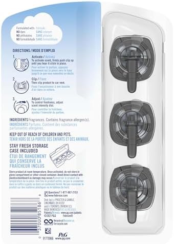 Febreze Car Air Freshener, Odor-Fighting Automotive Vent Clip, Linen & Sky Scent, 3 Count - Image 3