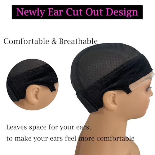 Lace Wig Grip Cap for Women 4x5 Transparent Lace Reusable Wig Caps, Wig Grip Band for Lace Front Wigs to Keep Wigs in Place, Adjustable Wig Cap with Grip Band Non Slip Cap (Black) - Image 3