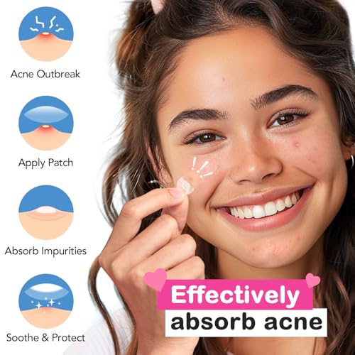 Pimple Patches for Face 7 Sizes Day and Night Acne Patches Heart Zit Patches Cute Spot Stickers with Tea Tree & Centella Oil, Strong Adhesion Zit Covers (412 Count) - Image 5
