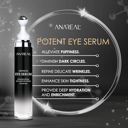 Eye Bags Treatment for Men: Eye Cream for Dark Circles, Caffeine Eye Cream, Eye Roller for Puffy Eyes, Puffy Eyes Treatment - Image 3