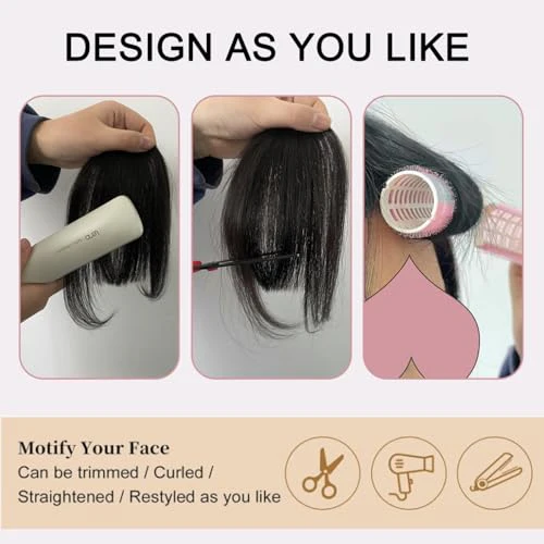 ORIGEN Clip in Bangs Real Human Hair Clip on Wispy Bangs Fringe with Temples Hairpieces Fake Front Bangs Extensions for Women Yellow Blonde Color - Image 5