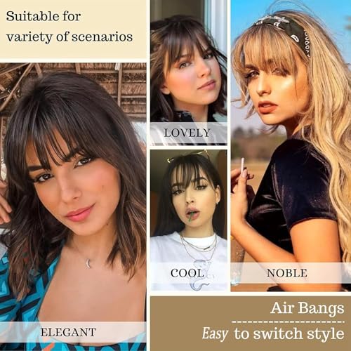 ORIGEN Clip in Bangs Real Human Hair Clip on Wispy Bangs Fringe with Temples Hairpieces Fake Front Bangs Extensions for Women Yellow Blonde Color - Image 6