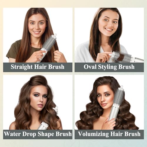 Round Brush Attachment for Shark FlexStyle Blow Dryers Attachments, Normal Oval Round Volumizing Brush Styling for Straight, Wavy, Curly, and Coily Hair, Sliver - Image 5