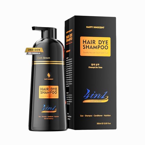 Hair Color Shampoo for Gray Hair- Hair Dye Shampoo,4 In 1 Easy to use Natural&Long Lasting Looking Ammonia Free(Dark Brown)