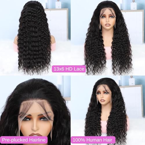 SODLIS 13x6 Deep Wave Lace Front Wigs Human Hair Pre PLucked 13x6 HD Lace Front Wigs Human Hair For Black Women Deep Curly Lace Front Wigs Human Hair Natural Color Glueless Wig(Natural Color,30 Inch) - Image 2