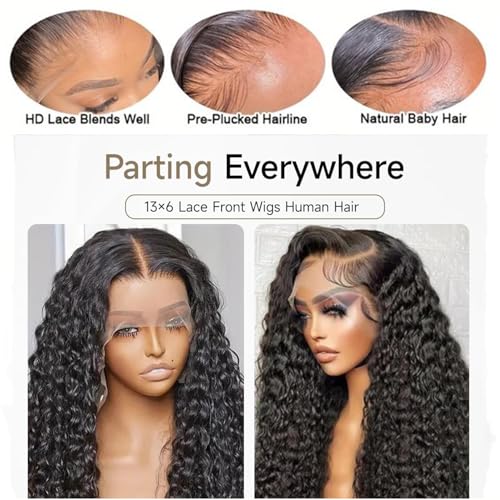 SODLIS 13x6 Deep Wave Lace Front Wigs Human Hair Pre PLucked 13x6 HD Lace Front Wigs Human Hair For Black Women Deep Curly Lace Front Wigs Human Hair Natural Color Glueless Wig(Natural Color,30 Inch) - Image 3