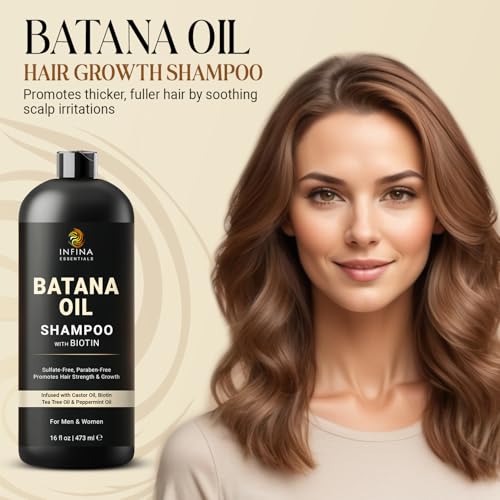 Batana Oil Shampoo with Biotin & Tea Tree Oil - Hair Growth & Thickening Shampoo for Men & Women - Sulfate Free, Promotes Hair Strength & Hydration, 16 fl oz - Image 2