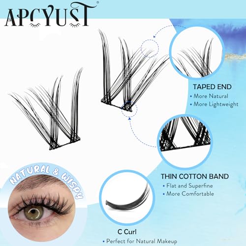 Lash Clusters Kit 9mm-16mm Eyelash Clusters C curl Lash Extension Kit Individual Lashes Cluster DIY Wispy Volume Lashes Natural Eye Lash Clusters False Mink Lash Trays with Lash Bond&Tweezers - Image 4