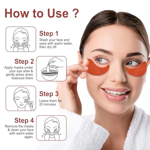 Eye Mask - 30 Pairs Caffeine Under Eye Patches Skin Care Products, Eye Masks Skincare for Dark Circles and Puffiness, Reduce Wrinkles, Eye Bags and Fine Lines, for Women and Man - Image 5