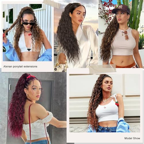 ALXNAN Claw Clip Ponytail,30 Inch Black Ponytail Extension for Women Synthetic Long Curly Wavy Clip in Ponytail Hair Extensions Synthetic Hairpiece for Daily Party Use - Image 6