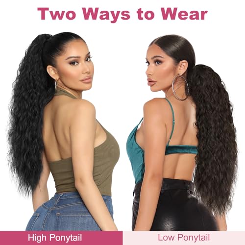 ALXNAN Claw Clip Ponytail,30 Inch Black Ponytail Extension for Women Synthetic Long Curly Wavy Clip in Ponytail Hair Extensions Synthetic Hairpiece for Daily Party Use - Image 7