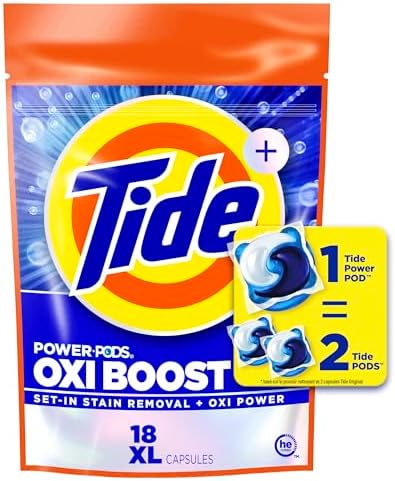 Tide Oxi Boost Power PODS Laundry Detergent Pods, 18 Count, Stain Remover Plus Oxi Power