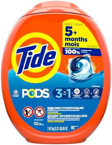 Tide PODS Laundry Detergent Pacs, Original Scent, 102 Count, Powerful 3-in-1 Clean in one Step, HE Compatible - Image 8