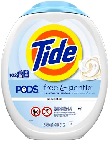 Tide PODS Free & Gentle Laundry Detergent Soap Pacs, 102 Count, Tide PODS Laundry Detergent, Laundry Detergent Pacs, Laundry PODS Detergent - Image 11