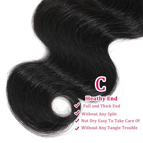 Human Hair Bundles Body Wave Bundles Human Hair 16 18 20 Inch 12A Grade 100% Unprocessed Brazilian Virgin Hair Body Wave 3 Bundles Deals Real Human Hair Extensions For Black Women Natural Black - Image 7