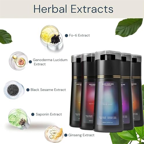 Polar Hair Dye Shampoo, Polar Hair Care Hair Dye Shampoo, Haircare Instant Dye Shampoo, Natural Hair Color Shampoo for Gray Hair Coverage, Suitable for Women & Men (Black) - Image 4