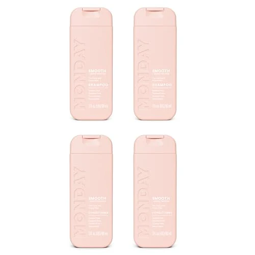 Monday Haircare Smooth Shampoo & Conditioner Travel Pack - 3oz, 90ML Travel Kit (2 x Shampoo,2 x Conditioner)