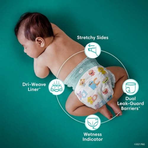 Pampers Baby Dry Disposable Baby Diapers Starter Kit, Sizes 1 (252 Count) & 2 (234 Count), with Sensitive Water Based Baby Wipes 12 Flip-Top Packs (1008 Wipes Total) - Image 3
