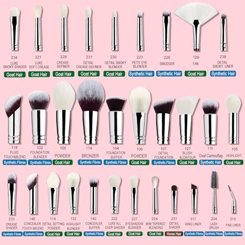 Pro makeup Artist Brushes Set 32Pcs Luxury Goat Hair Horse hair Makeup Brush Set eye and face brushes for every possibility By Bueart Design - Image 3
