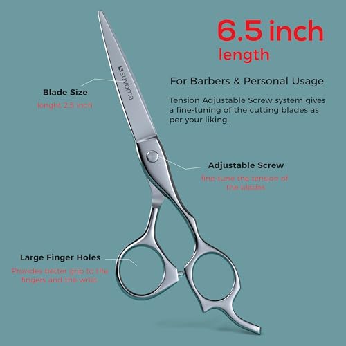 6.5" Hair Cutting Scissors for Professional, Barber & Hairdresser - Extremely Sharp Hair Shears for Cutting, Trimming, Grooming, Precision - Right Hand Hair Scissors for Men, Women, Adults. - Image 3