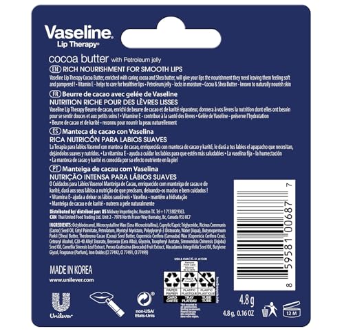 Vaseline Lip Therapy Cocoa Butter Lip Balm, 6 Pack - Image 2