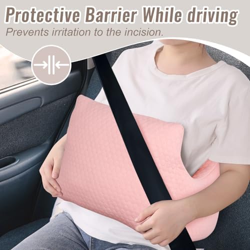Hysterectomy Recovery Pillow, Post-Surgery Cushion for Abdomen C-Section Tummy Tuck Lumpectomy Myomectomy Patients Must Haves Abdominal Pillow with Pocket (Lght Pink) - Image 6