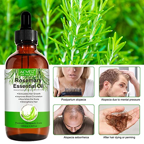 Rosemary Oil for Hair Growth 4.04 Fl Oz, Rosemary Essential Oil for Eyelashs, Eyebrows, Face, Skin Care, Body Massage, Aromatherapy, Hair Loss Treatment, Nourishes The Scalp, Improve Blood Circulation - Image 4