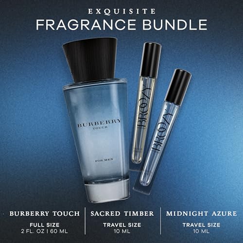 Broozy Collections - Men Cologne Set Bundle with 1 Full Size Burberry Touch Eau de Toilette (100 ml) and 2 Travel Size Mens Sample Cologne Bottles (10 ml) - Mens Cologne Gift Set, Men Gift Set Sampler - Image 2