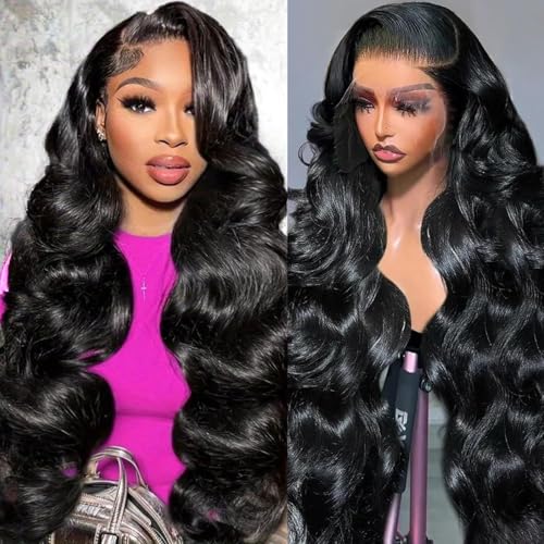 Body Wave Lace Front Wigs Human Hair Pre Plucked With Bleached Knots 200 Density HD Lace Frontal Human Hair Wig 13x6 Transparent Lace Front Wigs Human Hair With Baby Hair 28 Inch
