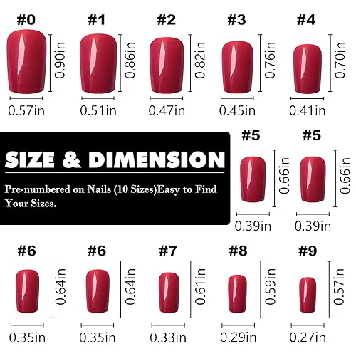 LoveOurHome 240pc Red Press on Nails Medium Square Fake Nails Press ons Square Nail Tips Red Acrylic Nails Christmas Glue on Nails False Artificial Fingernails with Glue Adhesive Tabs Women Girls - Image 3