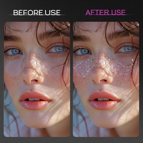 10 Pcs Purple-Silver Dual-Tone Glitter Freckles, Double Colors Glitter Face Tattoo, Waterproof Face Sparkle, Long-Lasting 48h Freckles for Women - Image 5