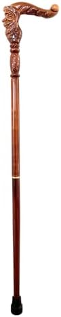 Hand Carved Wooden Walking Cane with Ergonomic Handle and Rubber Tip for Men and Women - Fashionable Unique Walking Stick for Seniors - 37 inch - Image 5