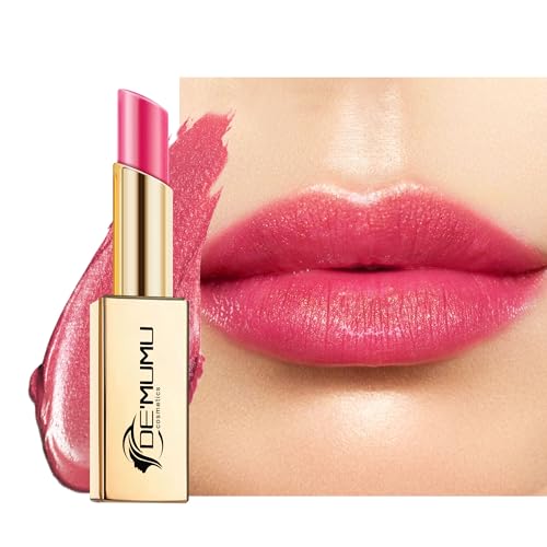 DE'MUMU Red Pink Lipstick Moisturizing for Women Shimmer Tinted Lip Balm Hydrating Nourishing Rasberry Lip Gloss Vegan& Cruelty Free Lip Makeup, ZG116 Crystal