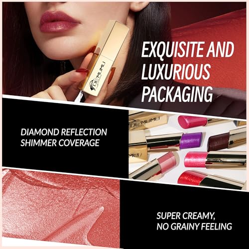 DE'MUMU Red Pink Lipstick Moisturizing for Women Shimmer Tinted Lip Balm Hydrating Nourishing Rasberry Lip Gloss Vegan& Cruelty Free Lip Makeup, ZG116 Crystal - Image 4