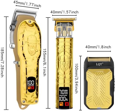 Professional Hair Clipper Set for Men Electric Shaver Razor Cordless Hair Cutting Barber Clippers Beard Trimmer Men’s Grooming Kit Gifts for him (Gold) - Image 7