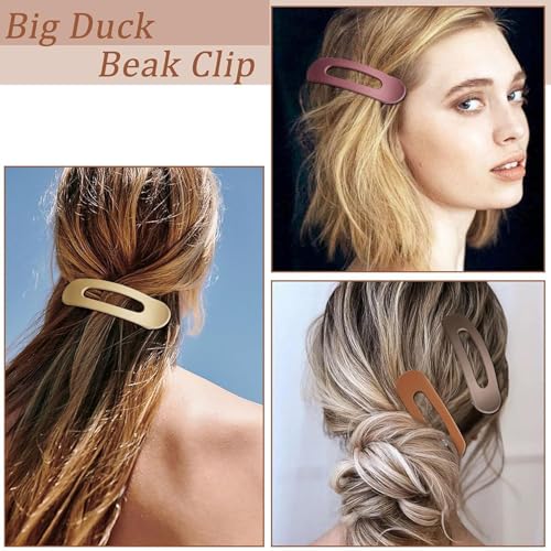 8 Pcs Flat Hair Claw Clips, Matte Flower Hair Clips and Flat Clips, 2 Style Beach Tropical Party Strong Hold Jaw Hair Clips for Women Girls Thin Thick Curly Straight Hair Accessories - Image 4