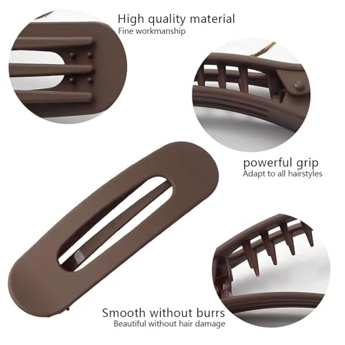 8 Pcs Flat Hair Claw Clips, Matte Flower Hair Clips and Flat Clips, 2 Style Beach Tropical Party Strong Hold Jaw Hair Clips for Women Girls Thin Thick Curly Straight Hair Accessories - Image 7