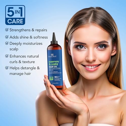 Botanic Hearth Rosemary & Castor Hair Oil (6.7 fl oz) | Nourishing and Strengthening Hair Treatment for Thicker, Healthier-Looking Hair | Paraben Free | Suitable for All Hair Types - Image 4