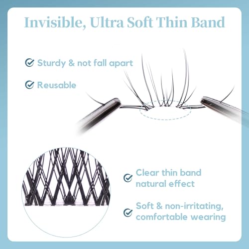 GAQQI Lash Clusters Manga Eyelash Clusters 10-14mm Wet Look Spiky Cluster Lashes 120PCS, Cluster Eyelash Extensions C Curl, Invisible Band Ultra-thin & Soft Clear Band False Lashes (HEROINE) - Image 3