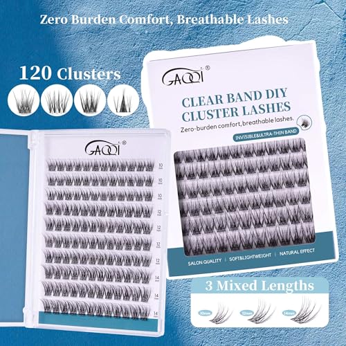 GAQQI Lash Clusters Manga Eyelash Clusters 10-14mm Wet Look Spiky Cluster Lashes 120PCS, Cluster Eyelash Extensions C Curl, Invisible Band Ultra-thin & Soft Clear Band False Lashes (HEROINE) - Image 5