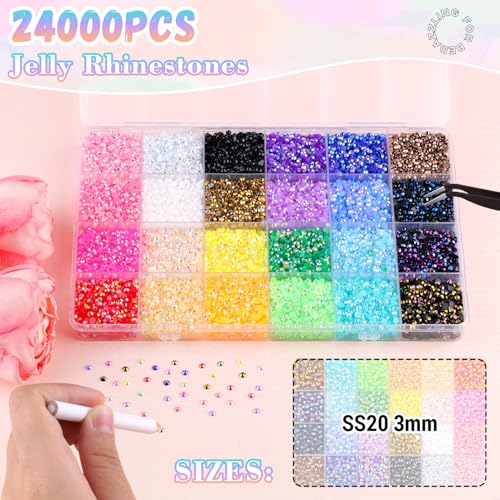 24000Pcs Resin Rhinestones with Tweezers for Crafting, Multi Colors 3mm Non Hotfix Flatback Gems, Bedazzling Crystal for DIY Crafts Clothing Tumblers Mugs Shoes Decor Nail Art - Image 2